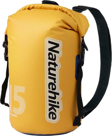 Водонепроникний рюкзак Naturehike Dry Bag – 15L/10L, для каякінгу, риболовлі, рафтингу та інших водних видів спорту (Жовтий, 15L)