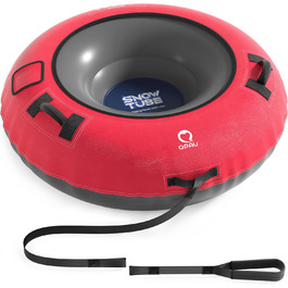 Шнек для катання снігом QPAU з канвасом для дітей та дорослих, 48'' Heavy Duty, посилена підошва, зимова розвага на свіжому повітрі, чорний & червоний