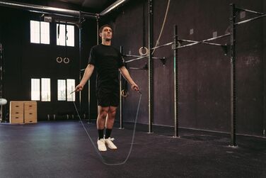 Стрибальний канат Velites Fire 2.0 з алюмінію для кросфіту, HIIT та боксу, з кульковими підшипниками та додатковим чохлом, синій