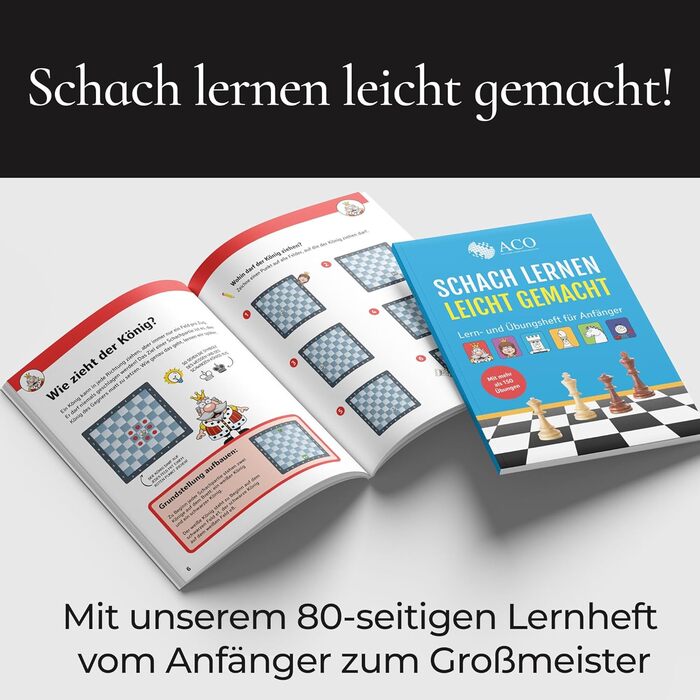 Шаховий набір ACO з шаховою книгою, 38 x 38 см: шахи та шашки з горіха, складаний, з магнітами та сумкою для перенесення