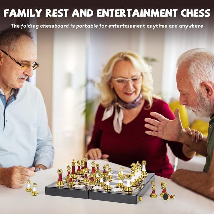 Великий набір шахів для дорослих 38,1 см з фігурами з акрилу, набір для подорожей, елегантний класичний дизайн