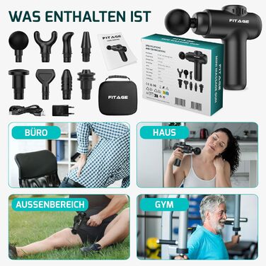 Масажер-пістолет, тихий масажер з 30 рівнями швидкості, 8 насадок для глибокого масажу м'язів, для шиї, спини та всього тіла, міні масажер