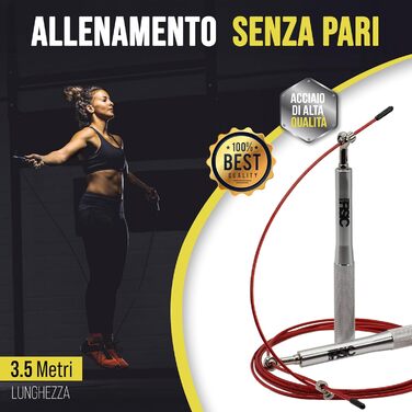 Професійне скакалка для фітнесу, 3,5 м – Crossfit Double Under – чорного або срібного кольору