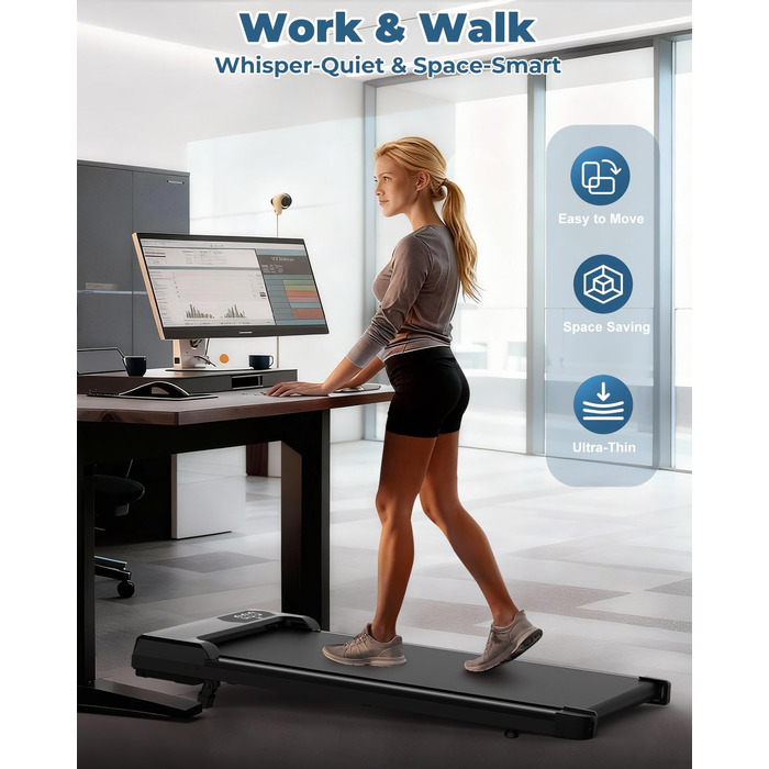 Бігова доріжка Walking Pad для дому: складана, тиха, до 120 кг, 1-8 км/год, кут нахилу 6°, для офісу та фітнесу