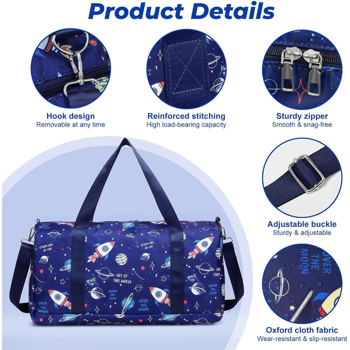 Спортивна сумка Flintronic для дітей та дівчат, сумка для плавання з відділенням для вологих речей, синя, 46x20x25 см