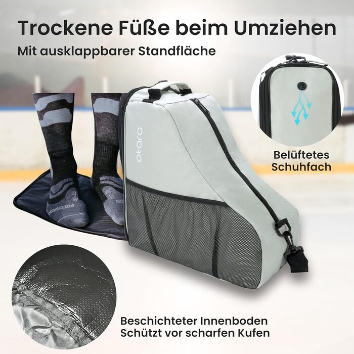 Сумка для ковзанів Otaro – водонепроникна та міцна | Для дітей та дорослих, для роликів та ковзанярського обладнання, сірого кольору