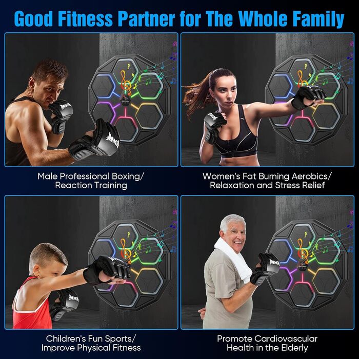 Музичний боксерський тренажер: електронна машина для ударів з Bluetooth, 11 швидкостей, 3 режими, лічильник, подарунок для дорослих та дітей