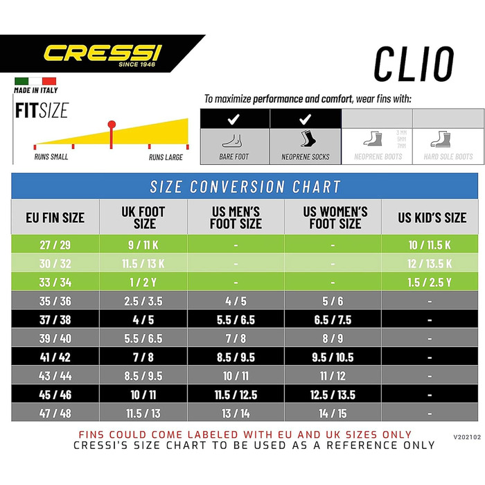 Ласти Cressi Clio для плавання, апное і снорклінгу
