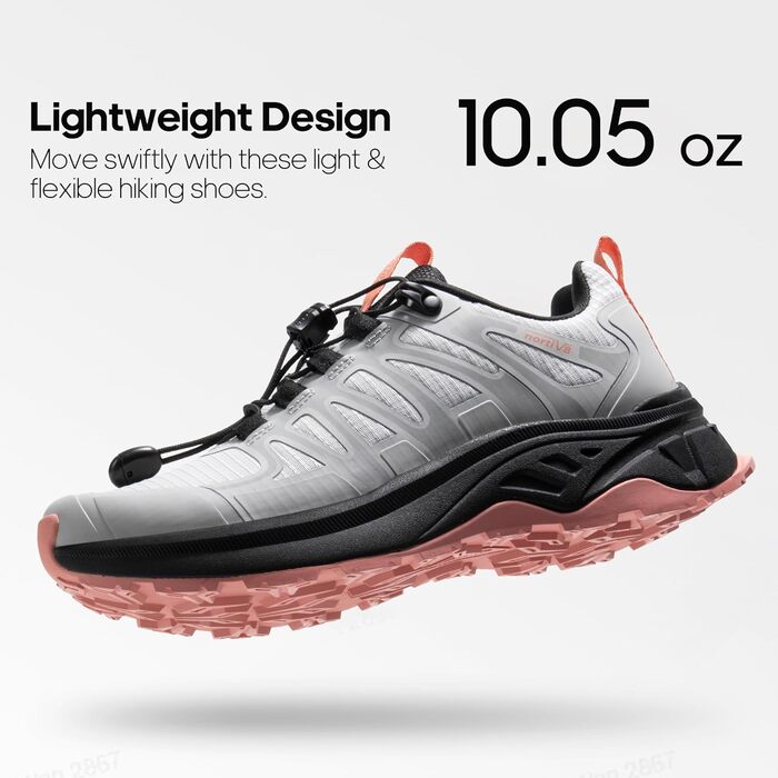Жіночі трекінгові черевики NORTIV 8 з швидкою шнурівкою - легкі туристичні черевики для кемпінгу та відпочинку (37 EU, сірий, рожевий)