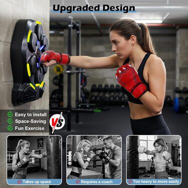 Боксерський тренажер з LED підсвіткою та Bluetooth Music Boxing Machine: 9 режимів, 9 швидкостей, дисплей калорій та швидкості, регульована висота для дітей та дорослих + 2 пари рукавичок