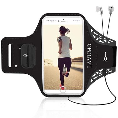 Спортивна стрічка на руку для iPhone 16 Pro Max, 16 Plus, 15 Pro Max, 15 Plus, 14 Pro Max, Samsung S24, S23, S22 Ultra. Тримач для телефону на руку для бігу, спорту. Підходить для телефонів 6.3'-7.0' (5.1'-6.5'). Чорний