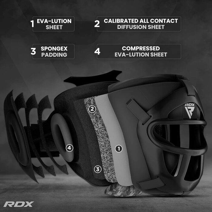 Шолом RDX для MMA, кікбоксингу, спарингів, боксу, захисний, XL, чорний