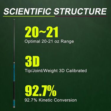 Кю Carbon Fiber CQ-BLUE-20: Професійний кий для більярду з карбону, 13мм шкіряний наконечник, кейс, захисти та крейда