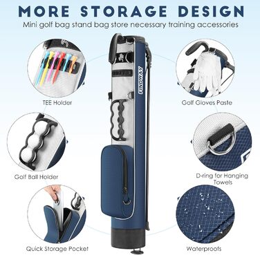 Сумка для гольфу Findway: сталева сумка з ременями, легка та міцна, 80 см, для тренувань та гри, A1-BU