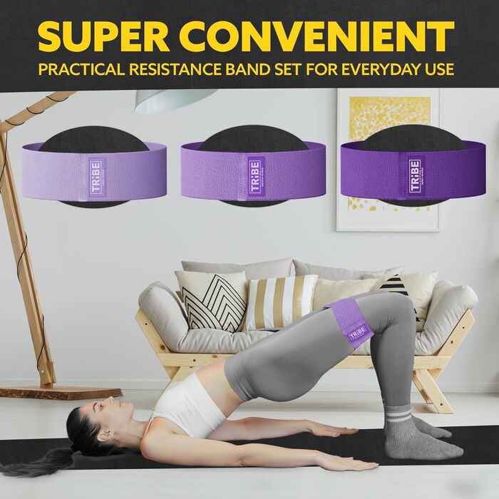 Стрічки для фітнесу Tribe Lifting: набір еластичних стрічок для ніг, сідниць та всього тіла (фіолетовий)