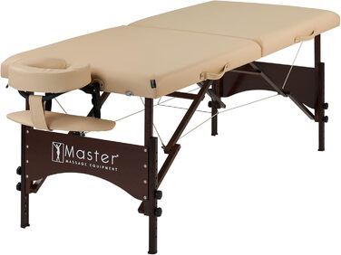 Масажний стіл Master Massage Argo 71 см, складаний, портативний, з ніжками з горіхового дерева, для терапії та краси, у комплекті з сумкою