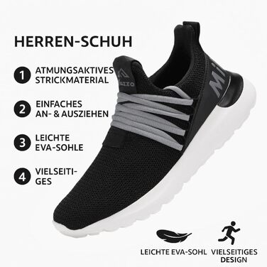 Чоловічі кросівки Milazzo для спорту та бігу – зручні, дихаючі, з неслизькою підошвою для повсякденного носіння та тренувань (1229grau, 40 EU)