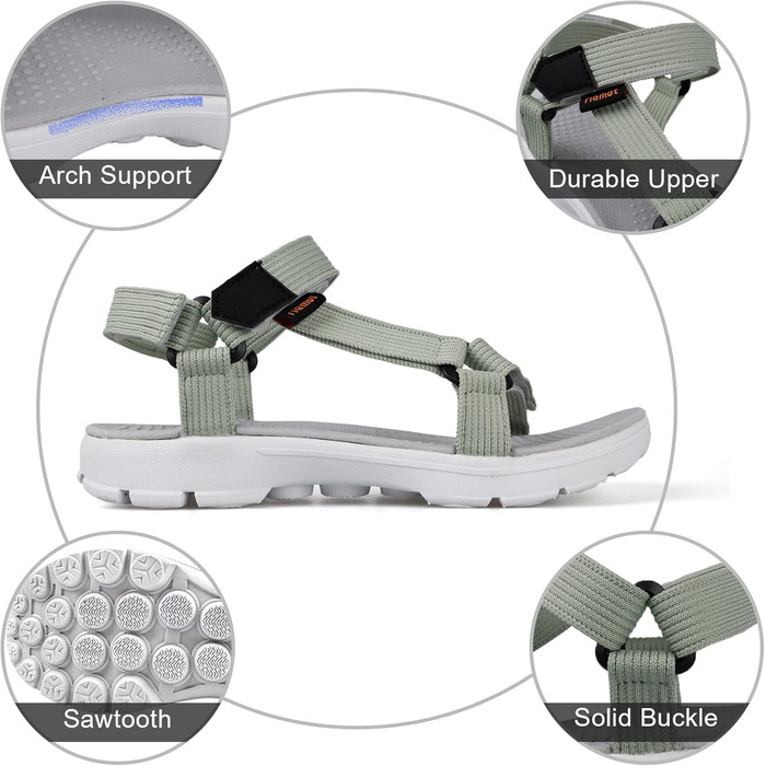 Жіночі сандалі Rieker для активного відпочинку та трекінгу, зелені, 39 EU