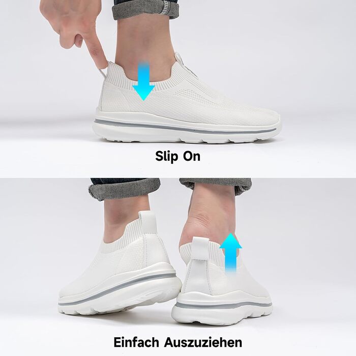 Чоловічі кросівки Slip-on з сітчастою тканиною, дихаючі, зручні для бігу та занять спортом, Outdoor, Fitness, легкі, світло-зелені (білі, 46 EU)