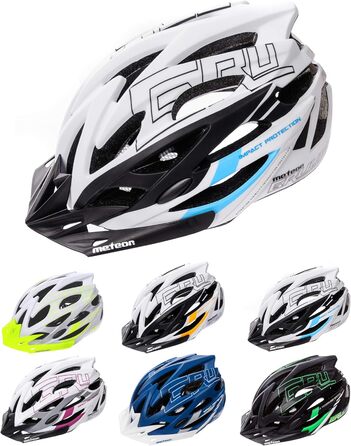 Велошолом meteor® GRUVER для дорослих і дітей, MTB, BMX, скейтборд, самокат, розмір L (58-61 см), білий/чорний/синій