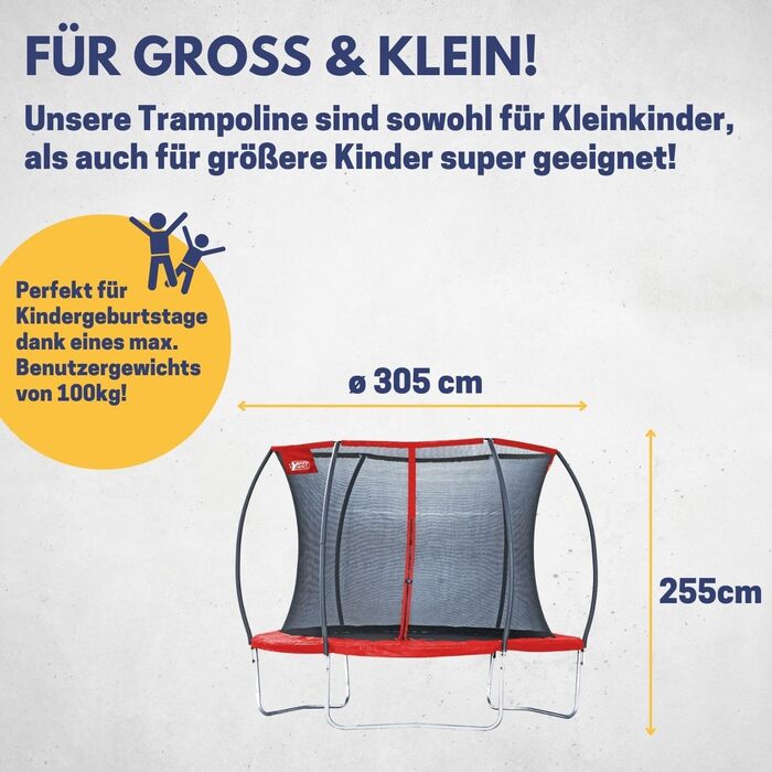 Батут для стрибоків Superstar 2.0: великий, з сіткою безпеки, Ø 305 см, для дітей та активного відпочинку