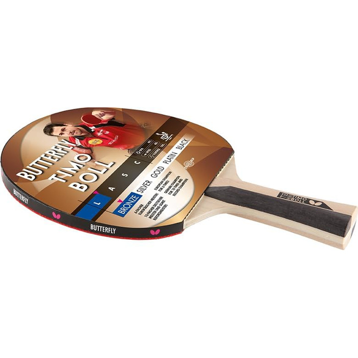 Настільна ракетка Butterfly Timo Boll Bronze для амбітних гравців, ITTF сертифікований наклад Addoy, увігнута ручка, дерев'яний колір