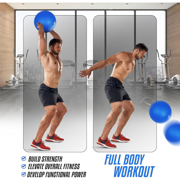М'яч для ударів Yes4All Medizinball - 6.8/9/11.3/13.6/18 кг - синій, блакитний, помаранчевий, блискучий для силових тренувань