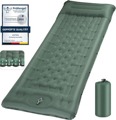 Кемпінговий килимок Jaztral самонадувний 2025, 12 см, посилена структура, насос, подушка 16 см, стійкий до розривів, ультралегкий та компактний для відпочинку на природі, походів, пляжу, 70 x 199 см