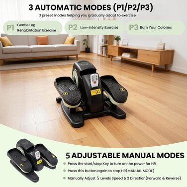 Еліптичний тренажер під стіл, електричний з масажем ніг, міні крострейнер з пультом, LCD-трекер, для молоді, літніх та дорослих