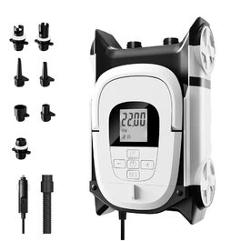 Електричний насос для SUP дошки 12V, 22 PSI, подвійний, з авто-стопом, для човнів, каяків, водних видів спорту, 7 насадок