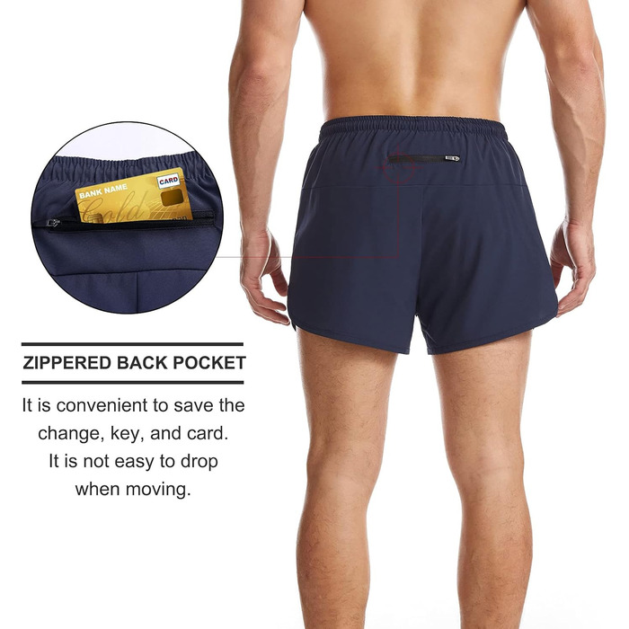 Шорти спортивні чоловічі Suwangi для бігу, легкі, швидковисихаючі з внутрішньою підкладкою та кишенею, блакитні