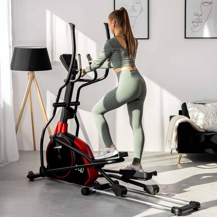 Еліптичний тренажер Hop-Sport HS-095CF з підкладкою, 30 кг маховик, максимальна вага користувача 135 кг, чорний