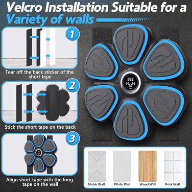 Музична боксерська машина для дорослих з LED-підсвічуванням та Bluetooth. Електронна боксерська машина з музикою, 9 режимів швидкості та підрахунку ударів, у комплекті боксерські рукавички.