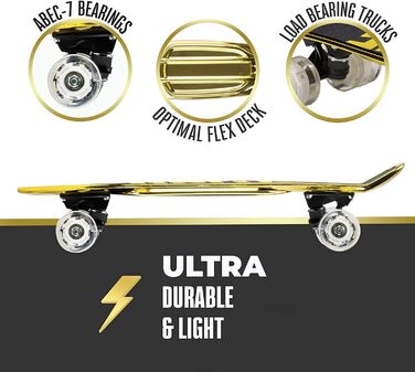 Скейтборд Mondo Gold Street Toys Chroma з LED колесами, шоломом та захистом, 55x15 см