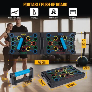 Лежанка для віджимань 24 в 1, складана, з ручками для тренування м'язів. Підходить для чоловіків та жінок (Чорний)