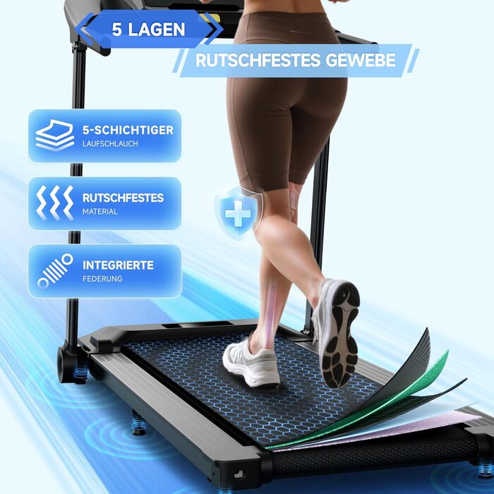 Електричний біговий тренажер Laufpad Klappbar Pro 12 км/год з LED-дисплеєм для дому, офісу та фітнесу