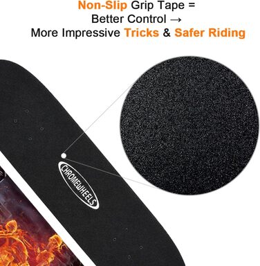 Скейтборд ChromeWheels 31 дюйм Double Kick Cruiser Longboard для дітей та початківців з кленовою декою 8 шарів (Feuer)