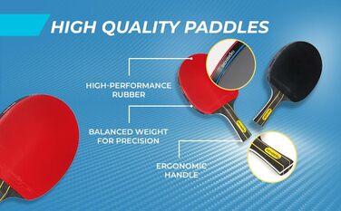 Набір для пінг-понгу: 2 ракетки преміум-класу, 3 тенісні м'ячі, мережа та кейс | Набір для настільного тенісу