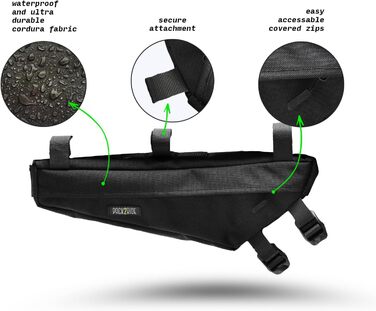PACK2RIDE Mira — водонепроникна велосипедна сумка з міцної Cordura для байкпакінгу та подорожей, чорна