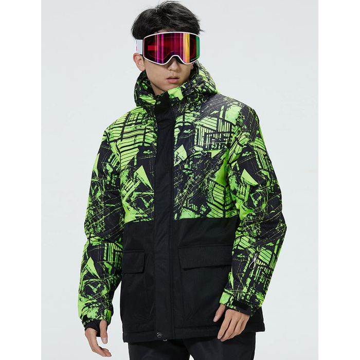 WOWULOVELY Зимовий комбінезон для чоловіків, водонепроникний, вітронепроникний, комплект куртки та штанів, ізольований, для сноуборду та катання на лижах, колір зелений (XL, #D Чорний)