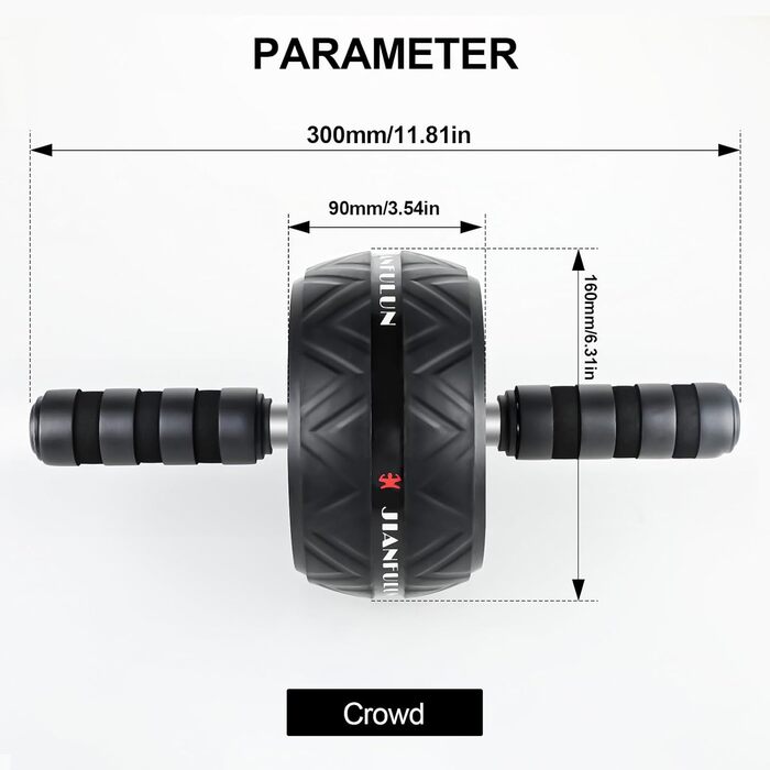 Ролер для пресу AB Roller - тренажер для пресу з килимком для колін. Антиковзне обладнання для тренування пресу вдома. Підходить для початківців та професіоналів, чорний