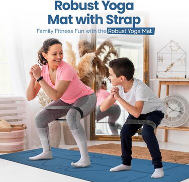 Гумова килимок для йоги з ремінцем, 0.6 см, TPE, екологічний, з розміткою та текстурованою поверхнею, 72x24x0.25 дюймів