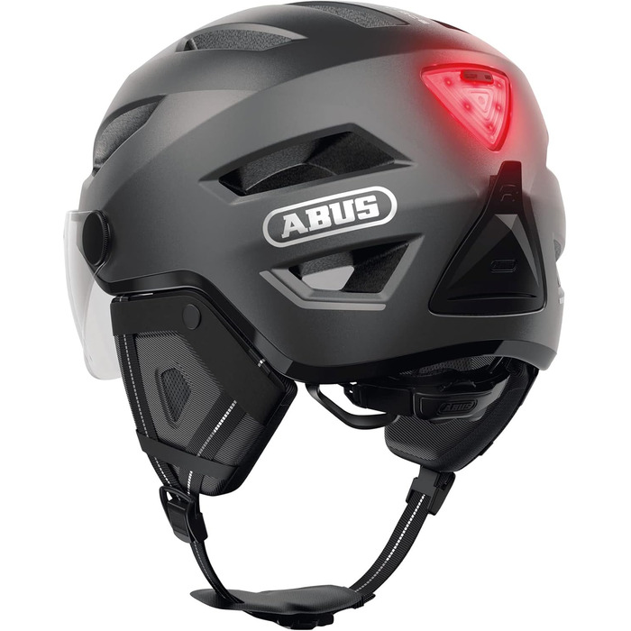 Велошолом ABUS Stadthelm Pedelec 2.0 ACE з підсвіткою, візором, дощовиком, захистом вух для чоловіків і жінок