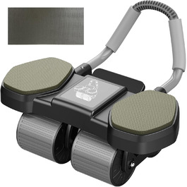 Ролер для пресу, тренажер для дому, покращене 4-колісне шасі, стабільний тренажер для зміцнення м'язів пресу та корпусу, довговічний та легкий, ідеальний для чоловіків та жінок, чорно-синій