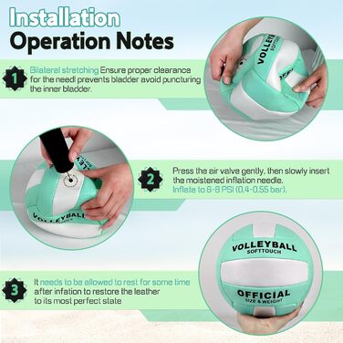 Волейбольний м'яч Aipwerer: для пляжу, залу та тренувань. З насосом та сумкою. Зелено-білий, розмір 5