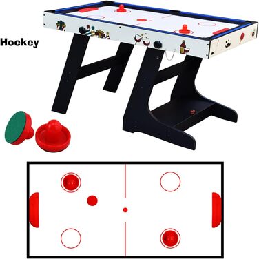 OYE 4FT 8-в-1 Складаний багатофункціональний ігровий стіл - пінг-понг, хокей на повітрі, більярд, настільний футбол, MDF