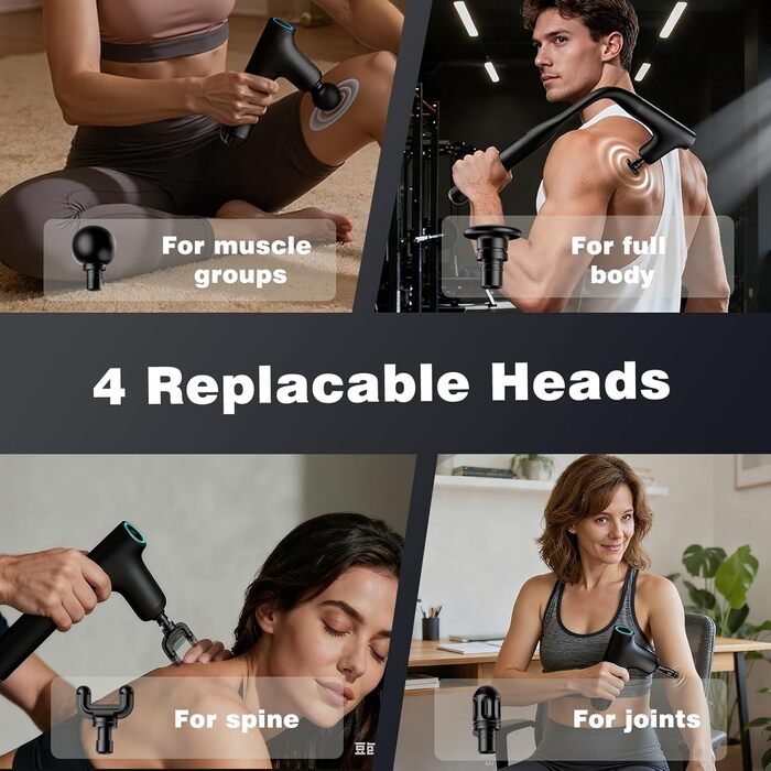 Масажер для м'язів з перкусійною дією (фасціальний пістолет) 3 в 1: для спини, шиї, тіла, з турбо-режимом та подовжувачем