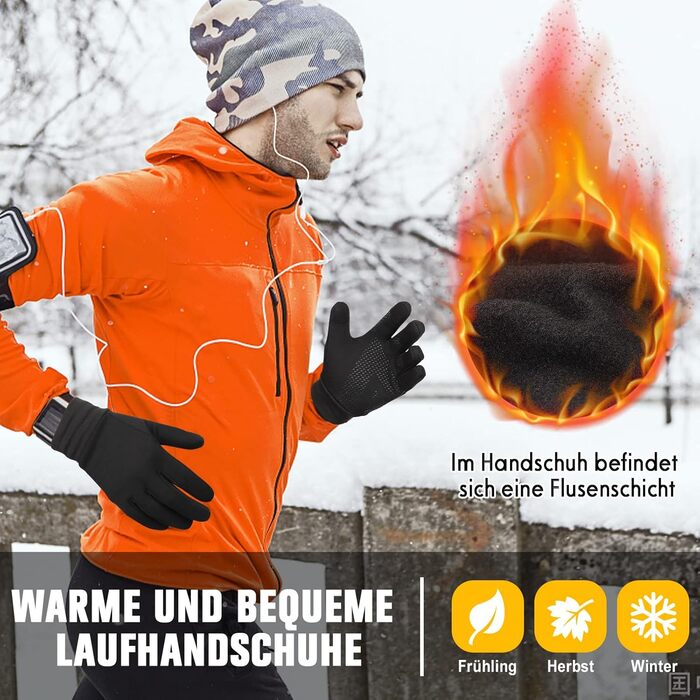 Рукавички для бігу з сенсорним екраном GXCROR, флісові, теплі, вітрозахисні, зимові для чоловіків та жінок, для активного відпочинку