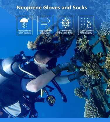 Набір для дайвінгу: рукавички та шкарпетки з неопрену 3мм, тепла термо-захист, антиковзаюча поверхня, для чоловіків та жінок, розмір M