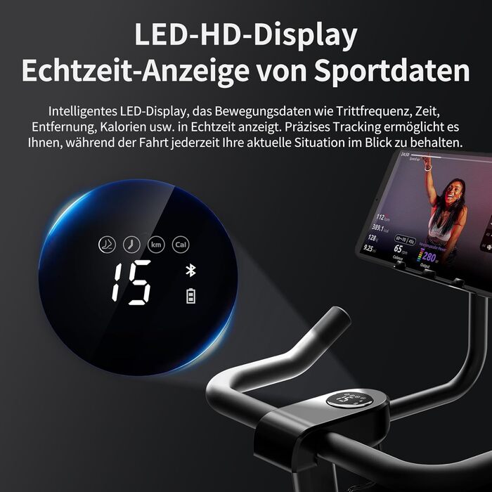 JASPORT C3 Ергометр: тихий велотренажер для дому з магнітним опором, LED-дисплеєм, кардіотренуваннями та вагою до 120 кг. Сумісний з додатком з відеокурсами